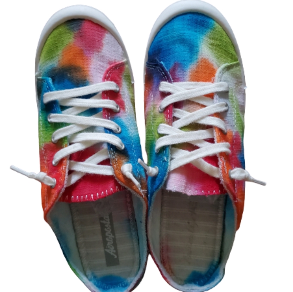 Hand made custom tie dyed slip on sneakers sz 7